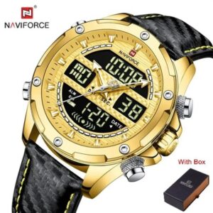 NAVIFORCE NF 9194L Men's Casual Military Luminous Hand Watch - Gold Black