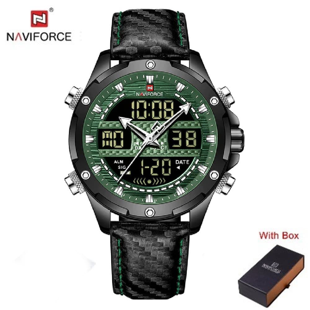 NAVIFORCE NF 9194L Men's Casual Military Luminous Hand Watch - Green Black