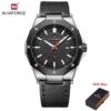 NAVIFORCE NF 9200L Men's Casual Business Leather Strap Watch - Silver Black