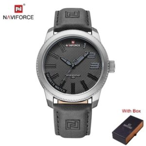 NAVIFORCE NF 9202L Men's Casual Leather Luminous Hand Watch - Silver Gray