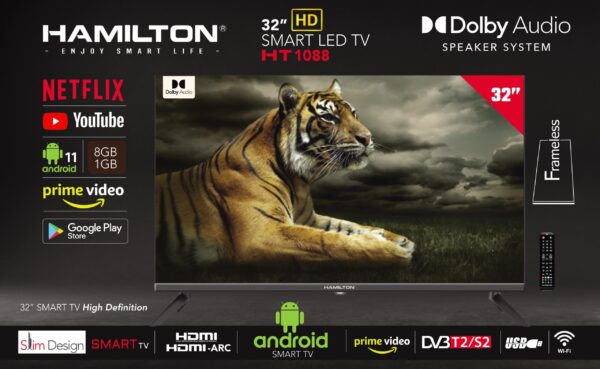 Hamilton HT-1088 32" Frameless  HD Smart LED TV