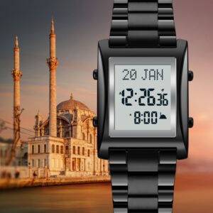 Skmei SK 1815  Islamic Prayer Watch with Qibla Direction and Azan Reminder - Black White