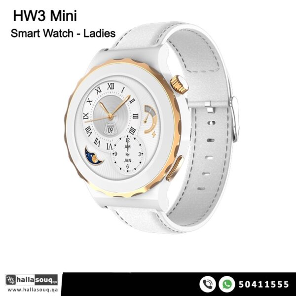 HW3 Mini Womens Smartwatch With Wireless Charging - White Gold