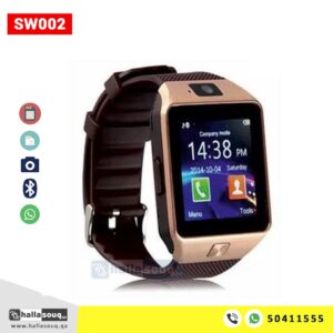 Mobile Smart Watch SW 002 With Memory, Sim Card Slot USB & Bluetooth - Rose Gold