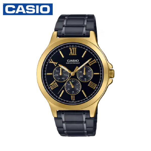 Casio MTP-V300GB-1AUDF Mens Multi-Hands Analog Watch - Gold Black