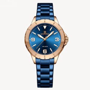 NAVIFORCE NF 5022 Ladies Luxury Watch Stainless Steel - Rose Gold Blue