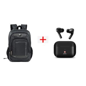 SWISS MILITARY (LBP75) Glory Collection 15 Ltrs Laptop Backpack - Grey And Swiss Military TWS-VICTOR1 True Wireless Earbuds