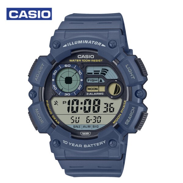 Casio WS-1500H-2AVDF Fishing Gear line Youth Series Mens Digital Watch - Blue