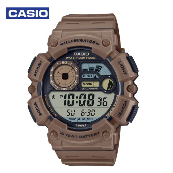 Casio WS-1500H-5AVDF Fishing Gear line Youth Series Mens Digital Watch - Brown