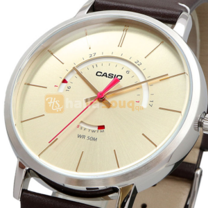 CASIO MTP-B105L-9AVDF Analog Gold Dial Leather Band Men's Watch