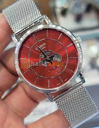 CASIO MTP-B130M-4AVDF Analog Stainless Steel Mesh Strap Men`s Watch l Red Dial