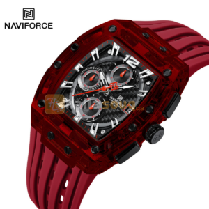 Naviforce NF7105 Sports Transparent Waterproof Quartz Silicone Multifunctional Chronograph Men Watch - Red